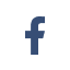 Facebook logo in a white circle.