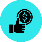Thumbs up with dollar sign icon.
